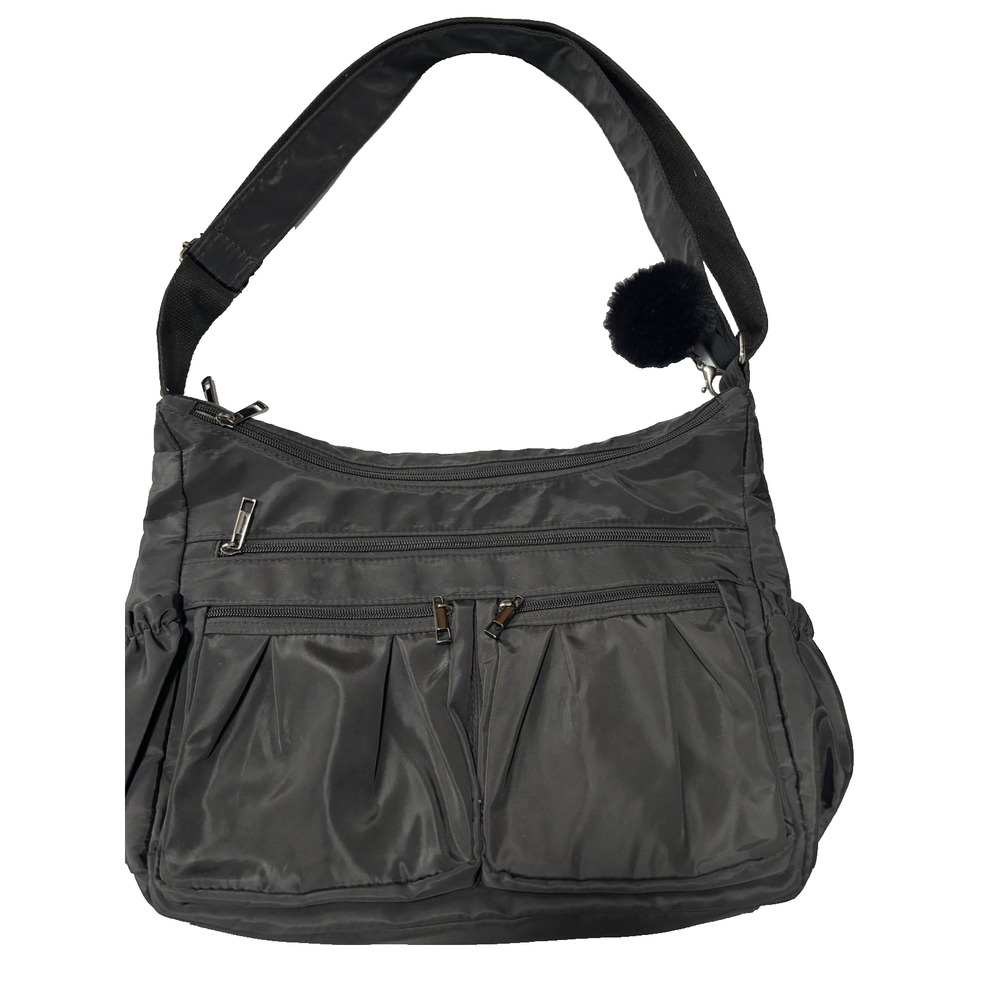 Women's Black Basic Shoulder Bag Purse Essential Everyday Staple Neutral Travel